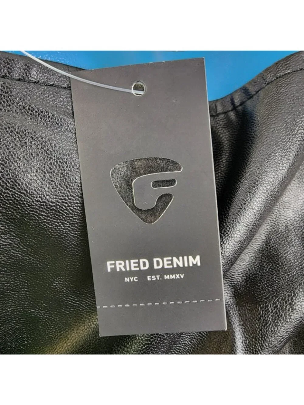 Fried Denim Jacket Mens M Multicolor Faux Leather Moto Biker Snaps NWT